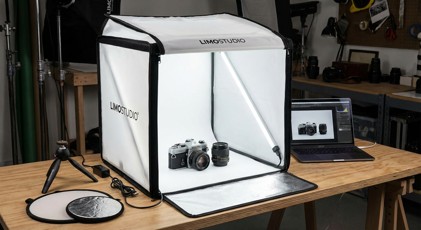 LimoStudio portable LED lightbox for small product photography